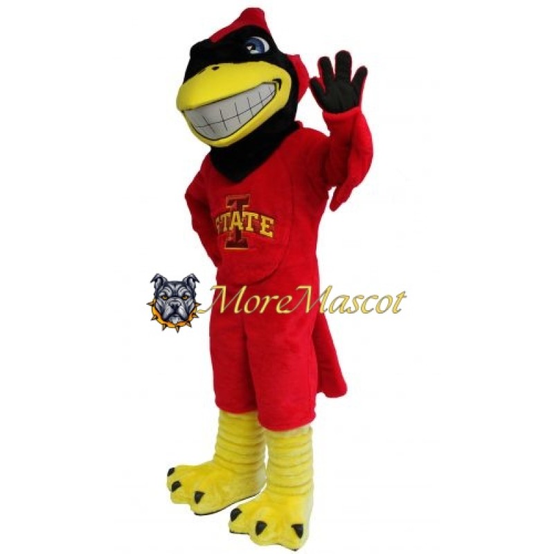 Friendly Red Eagle Mascot Costume