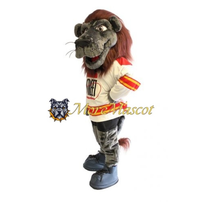 Sport Grey Lion Mascot Costume