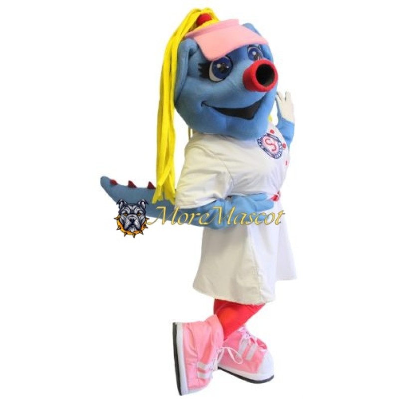 Female Blue Dragon Mascot Costume