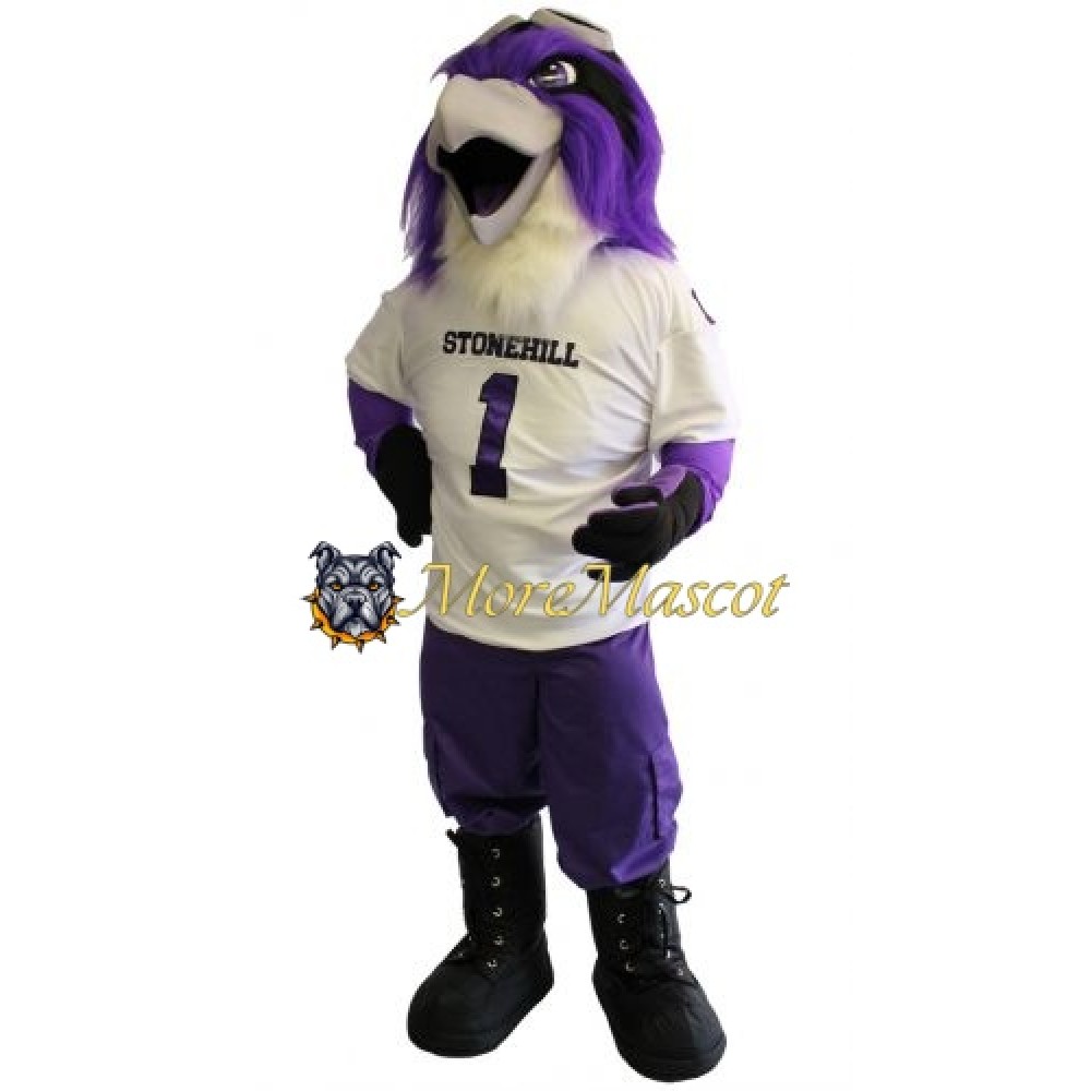 College Purple Hawk Mascot Costume