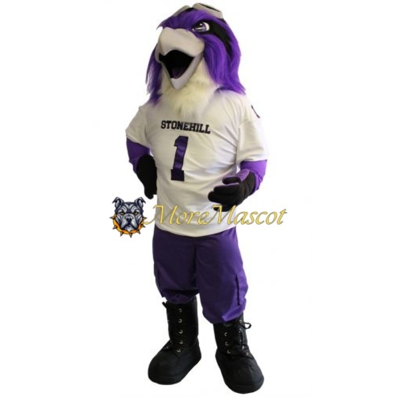College Purple Hawk Mascot Costume