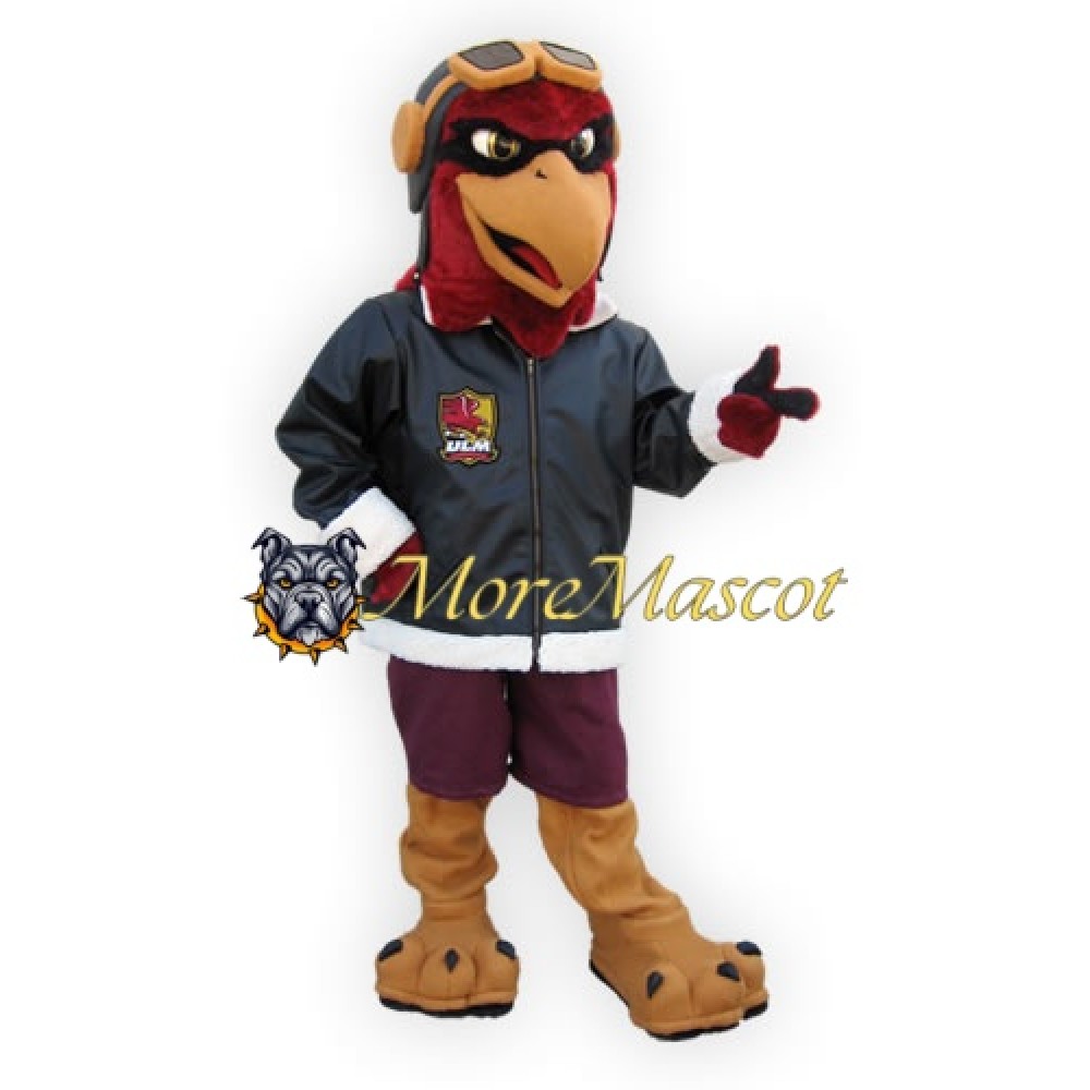 Pilot Red Falcon Mascot Costume