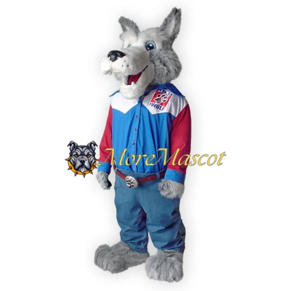 Happy Gray Wolf Mascot Costume