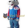 Happy Gray Wolf Mascot Costume