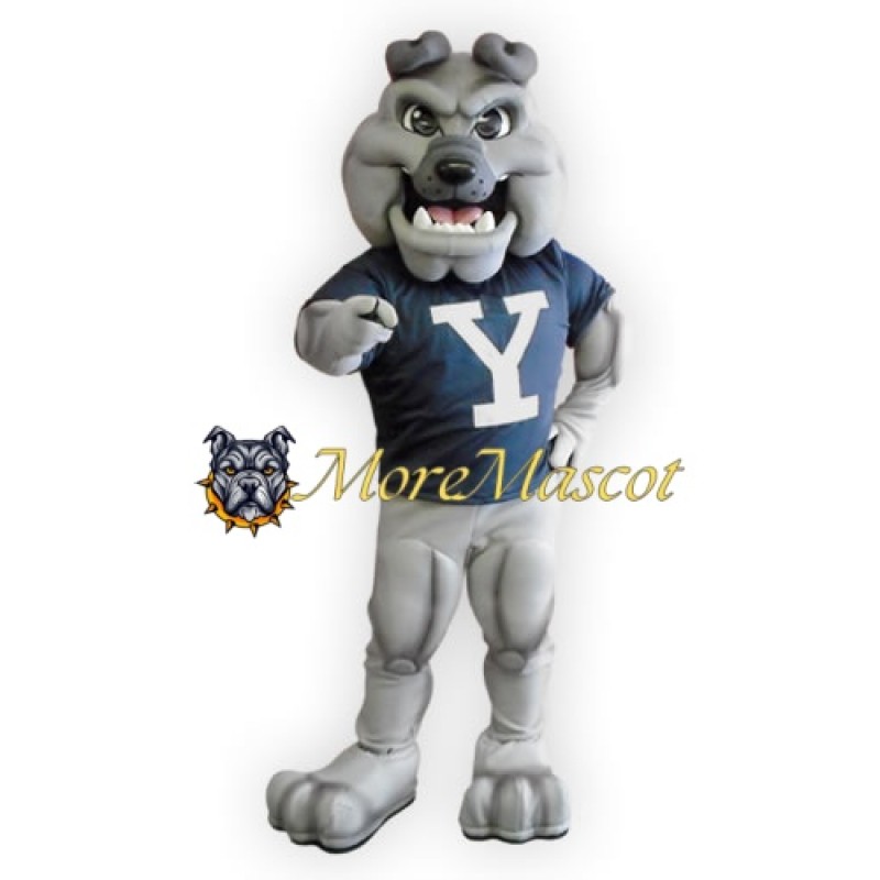 Muscle Gray Bulldog Mascot Costume
