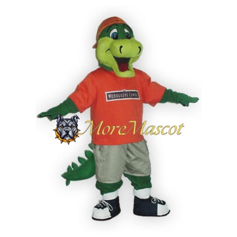 Happy Green Crocodile Mascot Costume