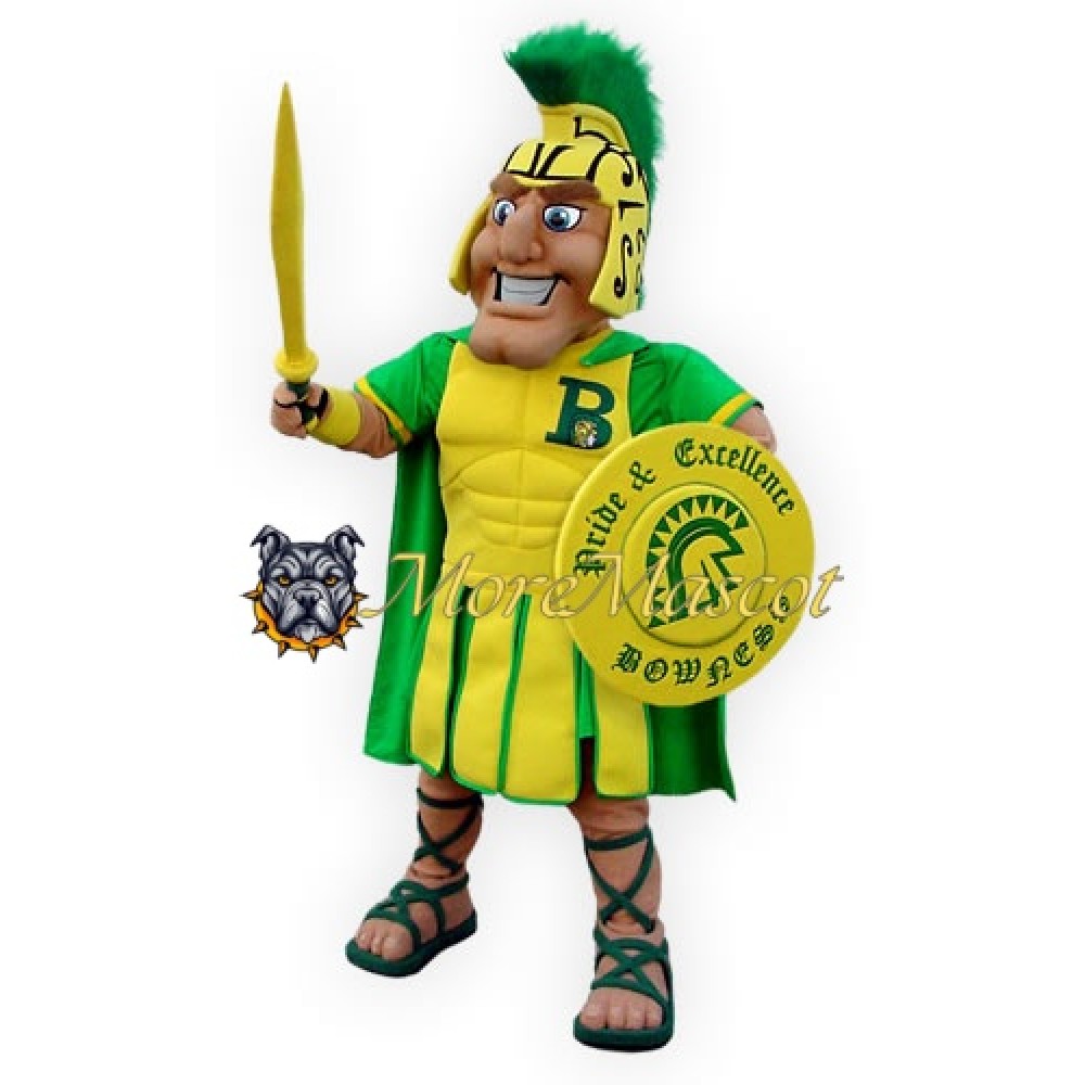 Yellow & Green Warrior Mascot Costume