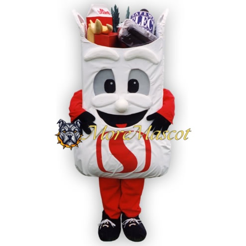 White Shopping Bag Mascot Costume