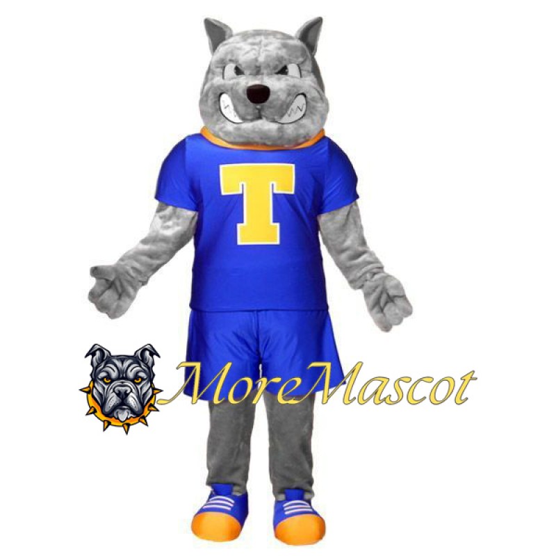 Sport Gray Bulldog Mascot Costume