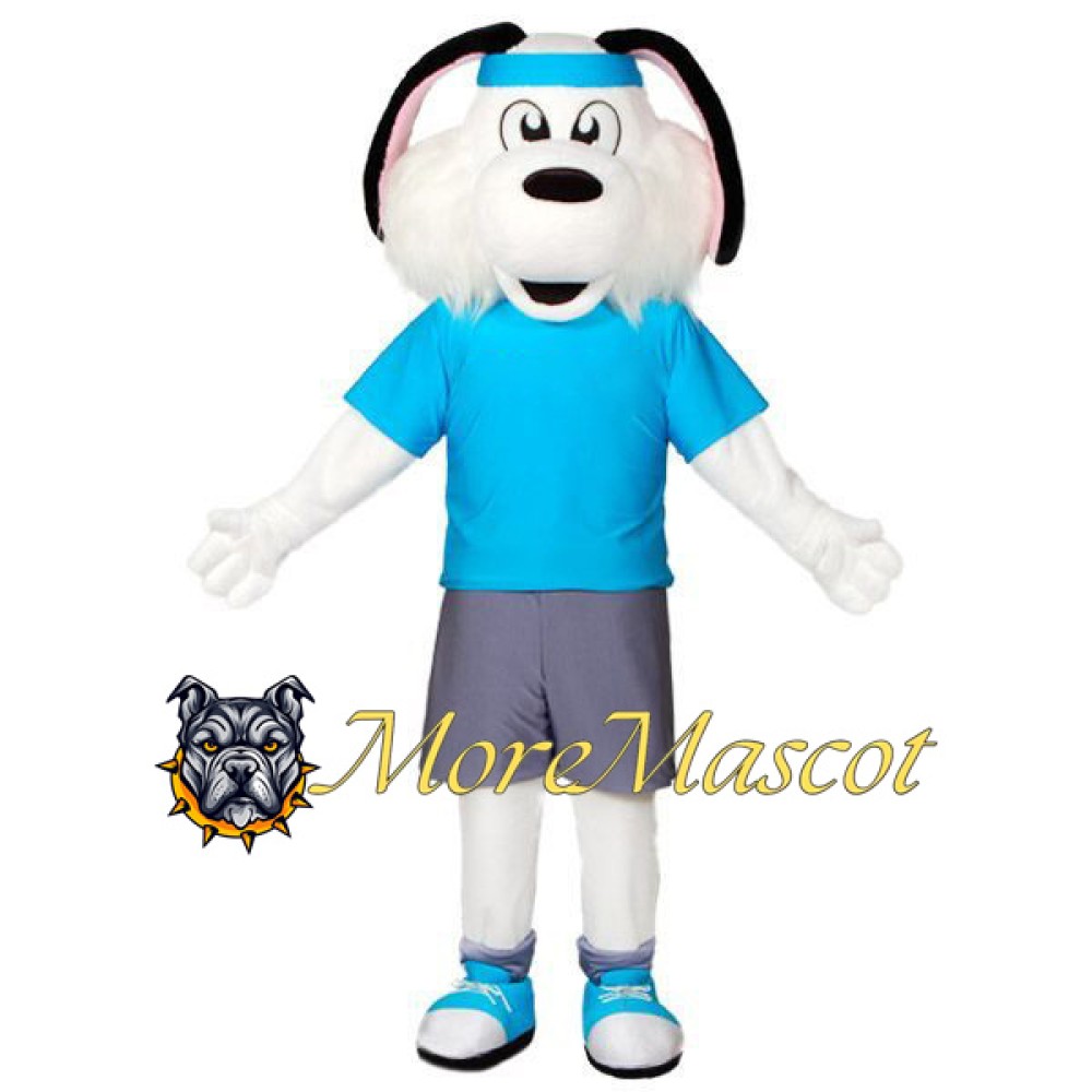 Sporty White Dog Mascot Costume