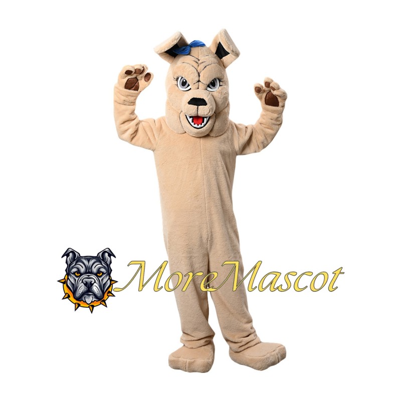 Khaki Bulldog Adult Mascot Costume
