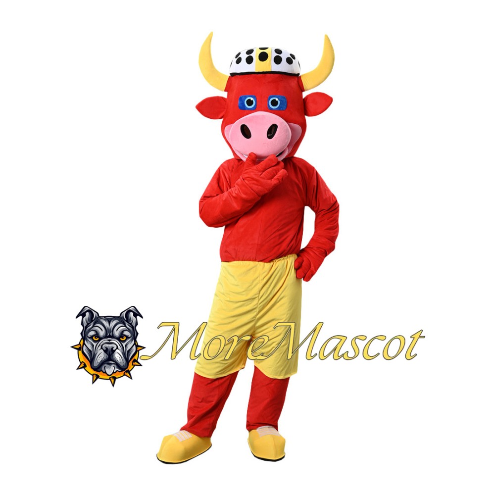 Funny Red Calf Mascot Costume