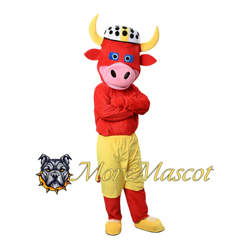 Funny Red Calf Mascot Costume