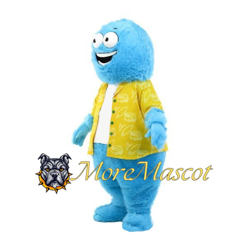Furry Blue Monster Mascot Costume