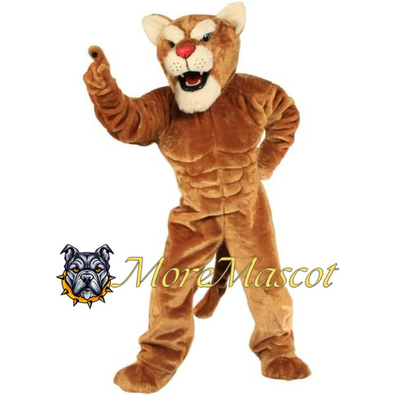 Muscular Brown Leopard Mascot Costume