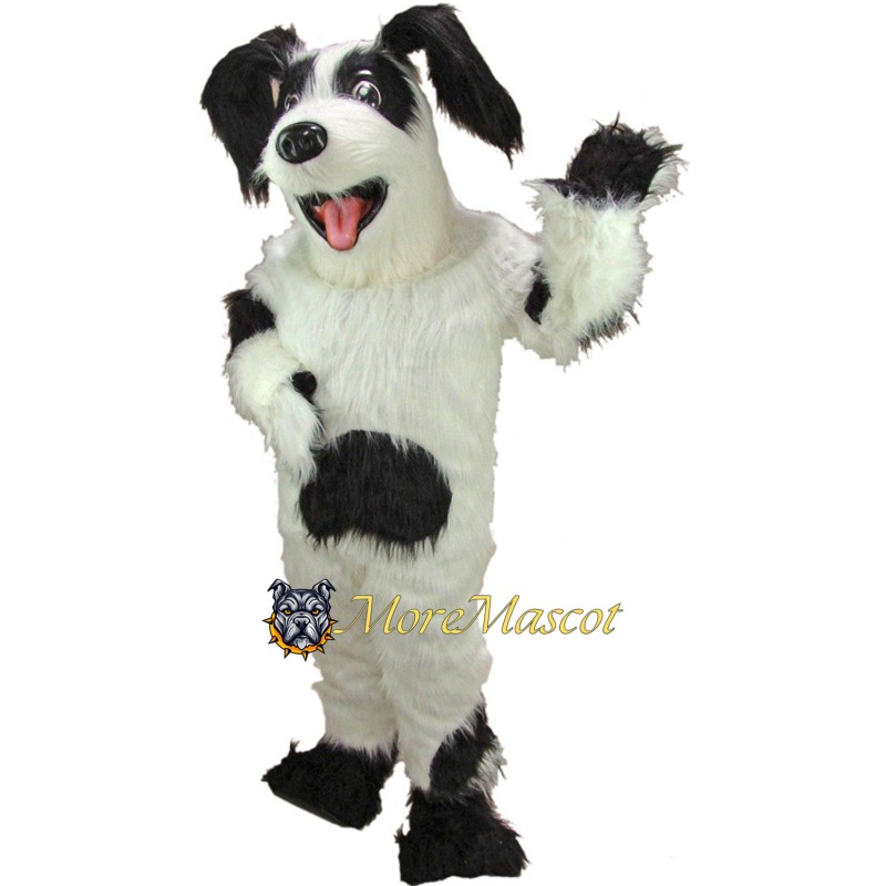 Furry White Dog Mascot Costume