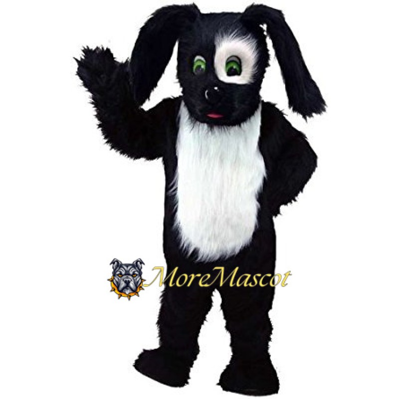 Furry Black Dog Mascot Costume