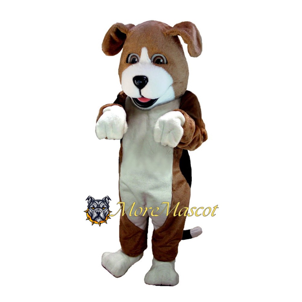 White Brown Dog Mascot Costume