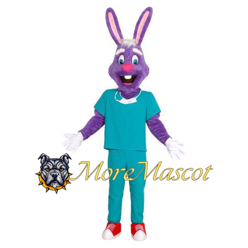Purple Doctor Rabbit Mascot Costume