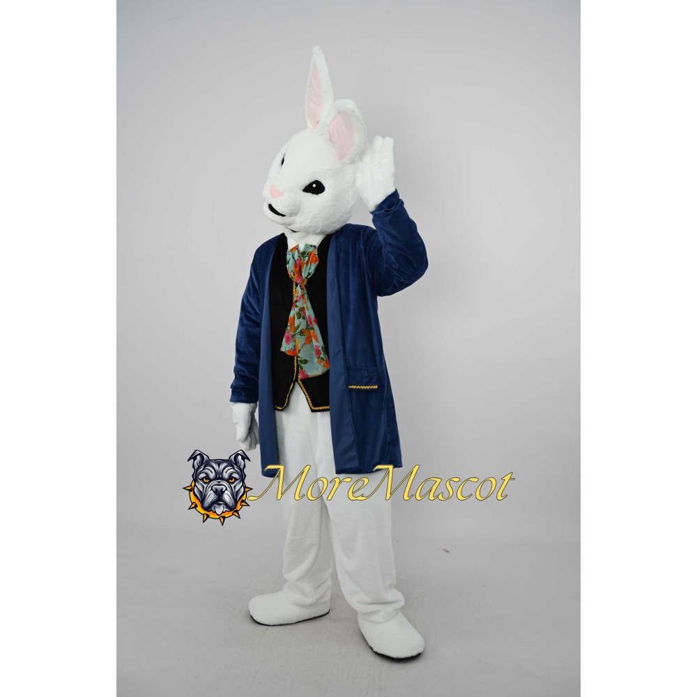 Blue Suit Rabbit Mascot Costume