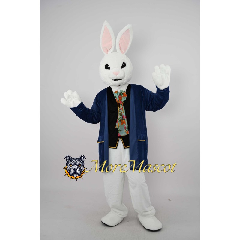 Blue Suit Rabbit Mascot Costume