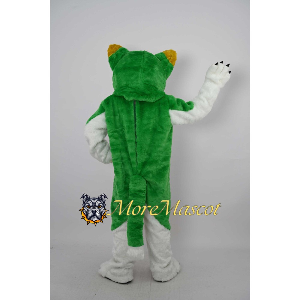 Green & White Husky Dog Mascot Costume