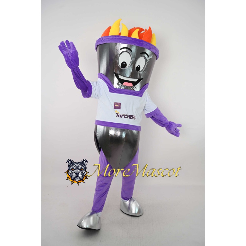Purple Torch Mascot Costume