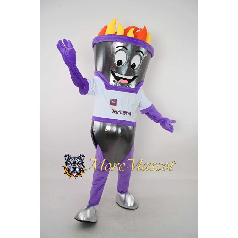 Purple Torch Mascot Costume