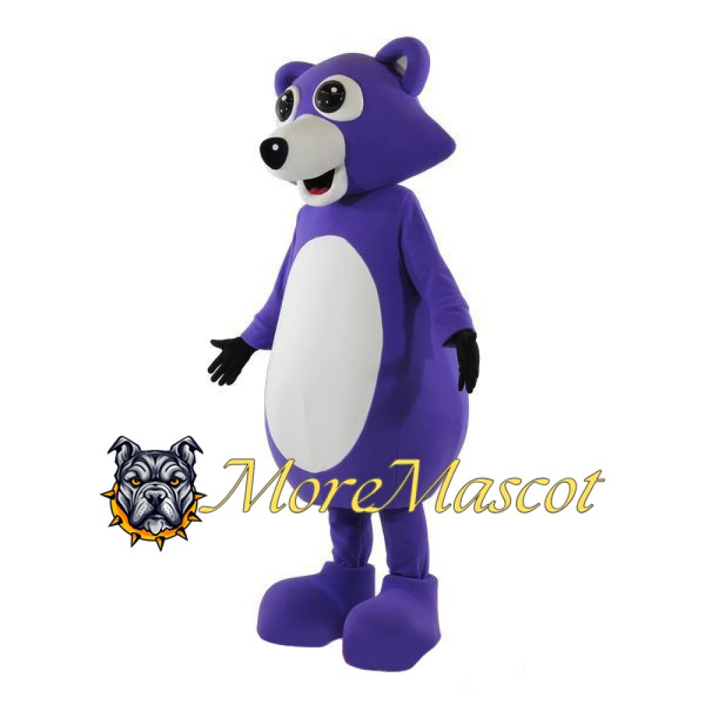 Purple Raccoon Mascot Costume
