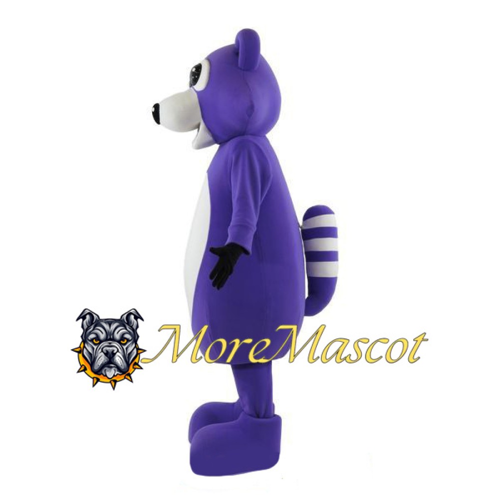 Purple Raccoon Mascot Costume