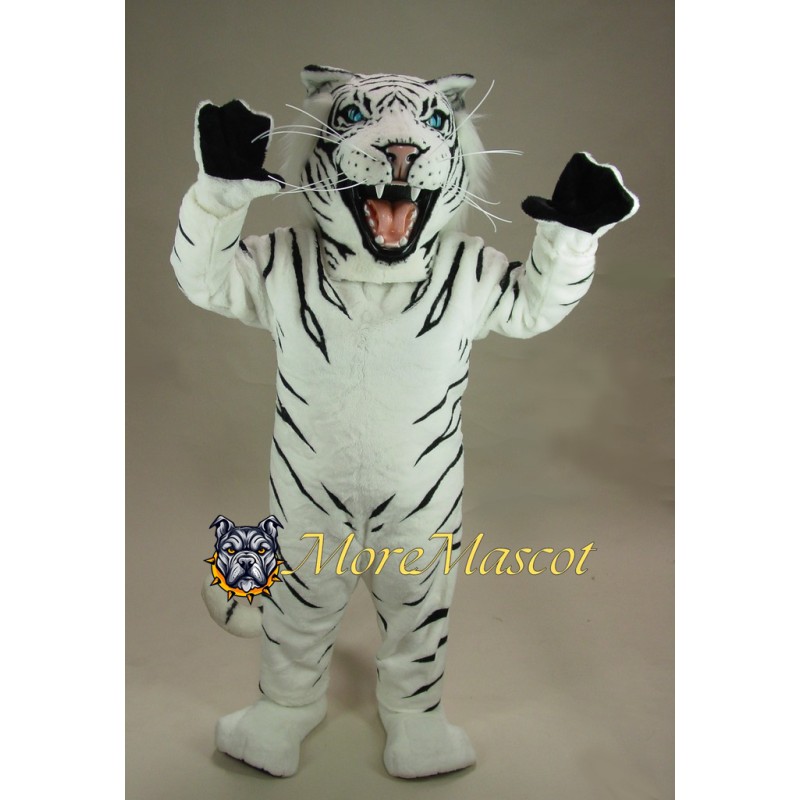 Realistic White Tiger Mascot Costume